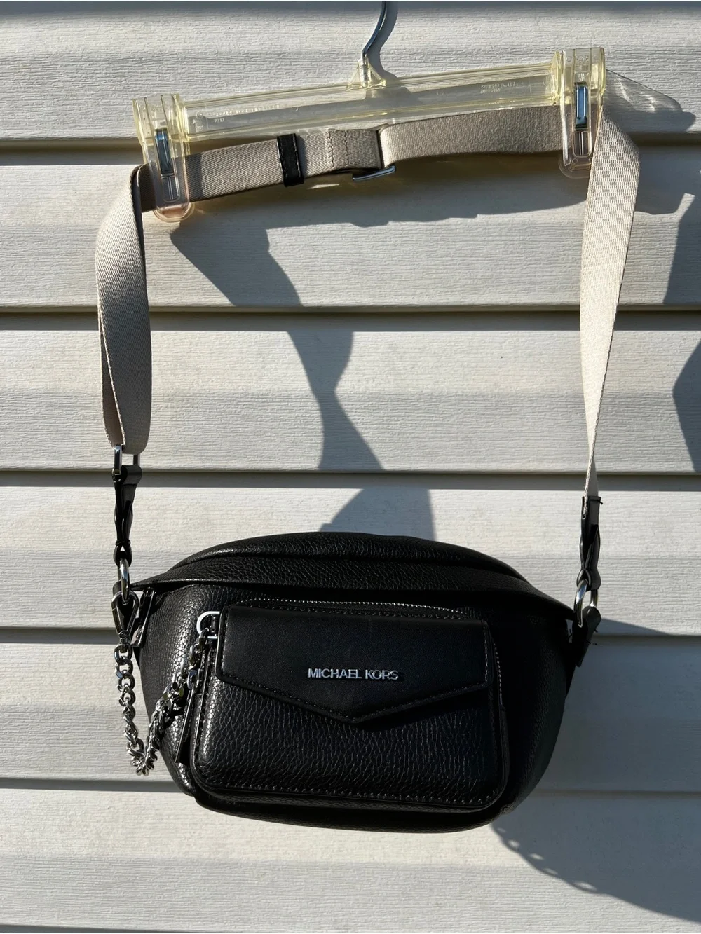 NEW Michael Kors 2-in-1 Leather Sling Purse Black Bag